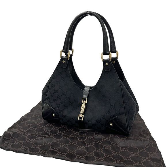 Gucci Bag Women's Brand New Jackie Handbag GG Canvas Black 124407 Handbag - Picture 12 of 12